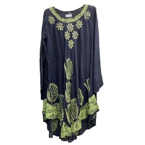 Umbrella Cut Batik Tunic - Green